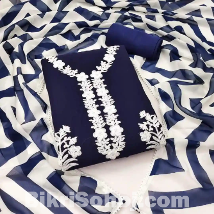 কাশ্মীরী আড়ি এম্ব্রডারী থ্রি-পিচ।